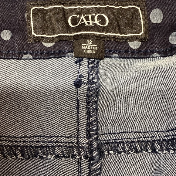 Cato Women's Dark Blue Polka Dot Cropped Jeans Size 12 - Picture 7 of 11